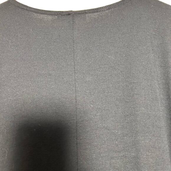 Eileen Fisher Black Lightweight Viscose Crew Neck Tee Side Pockets Short Sleeve - Picture 5 of 7